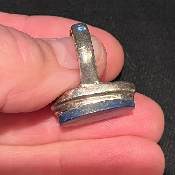 Silver ring blue stone with speckles 925 sterling - Picture 3 of 9